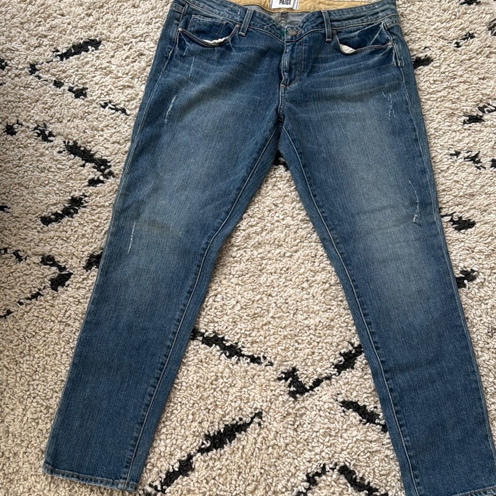 PAIGE  skyline ankle peg 98% cotton, Classic Blue Women's Jeans